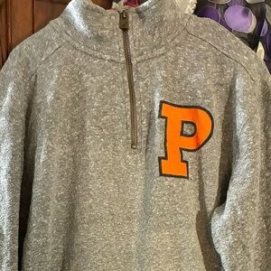 Champion Gray Zip-Up Sweater with Orange Letter